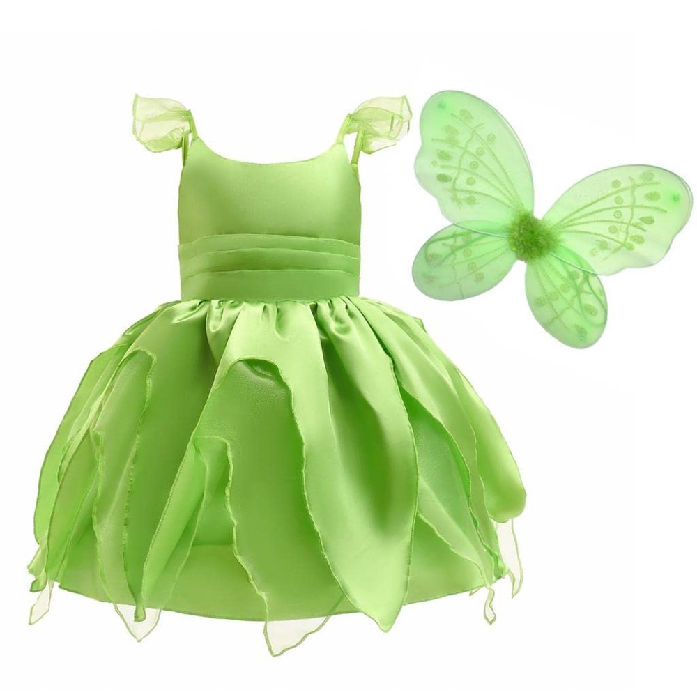 Lito Angels Girls' Green Fairy Costume Dress with Butterfly Wings, 4–5 Years/110