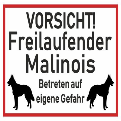 Samunshi Caution Malinois Sticker, Warning Sign, Black, 15 x 10 cm