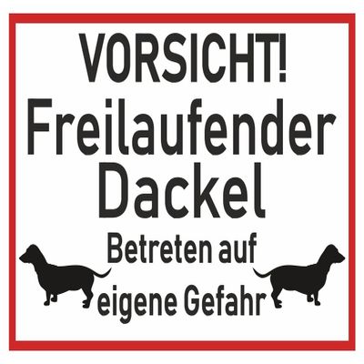 Samunshi Beware of Dachshund Sticker Sign, 30 x 20 cm, Black