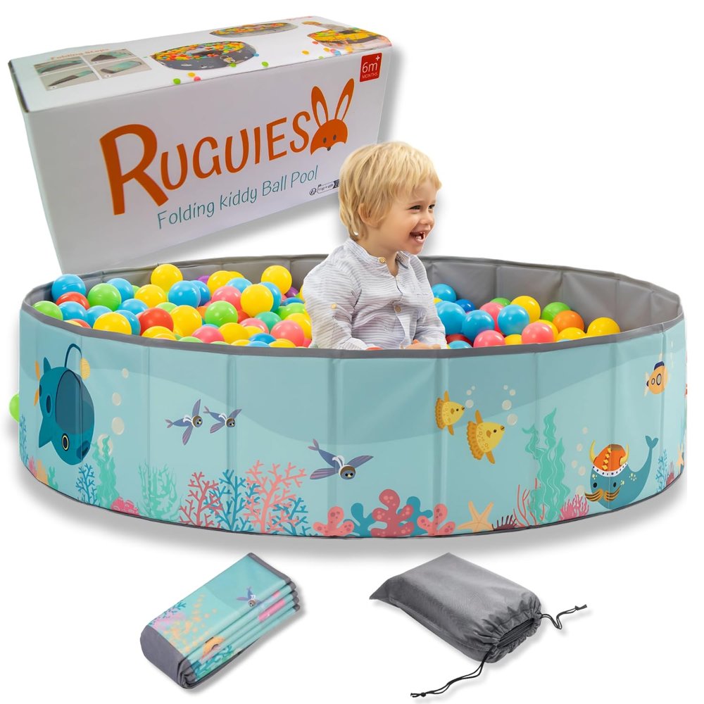 RUGUIES Ball Pit, Round Playpen for Babies and Children, Ocean, 120 x 30 cm (Balls Not Included)
