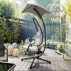Mirjan24 Bonir Hanging Chair with Parasol, Gray + Light Gray view 4