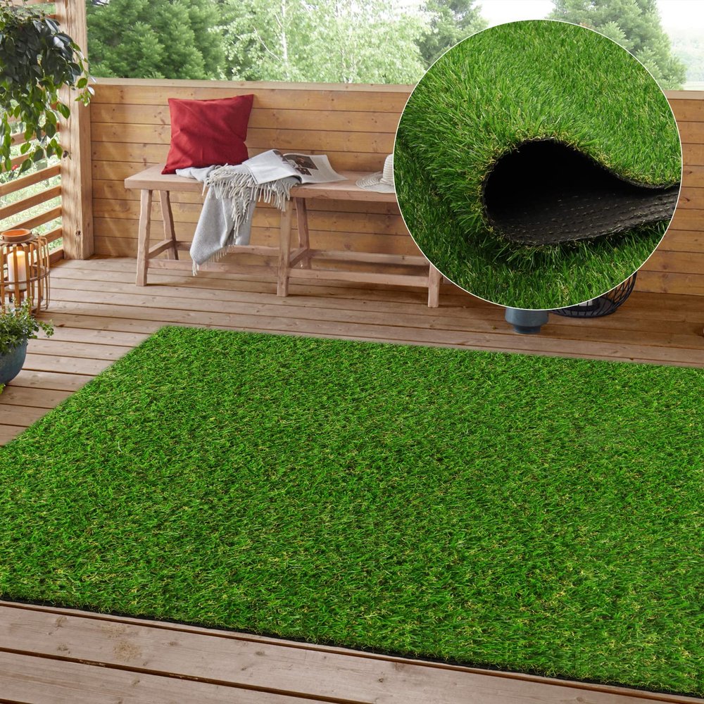 Heyroll Realistic Artificial Grass, 90 x 150 cm, 20 mm, Green Lawn Carpet