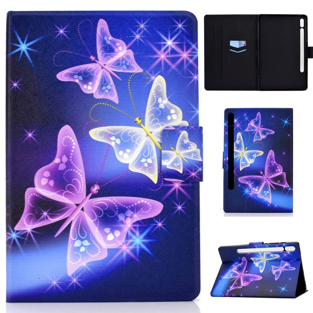 LMFULM Case for Samsung Galaxy Tab S8 11-inch SM-X700/X706, PU Leather Smart Cover with Auto Sleep/Wake, Stand, and Dreamy Butterfly Design