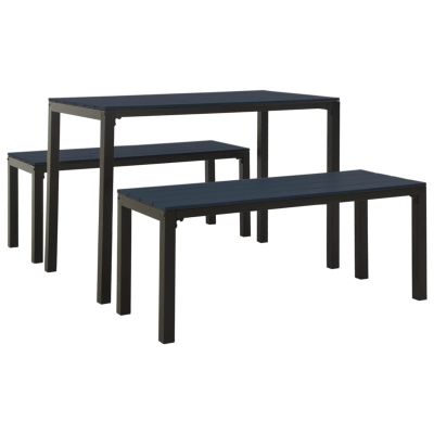 Festnight 3-Piece Garden Dining Set, Steel and WPC, Black