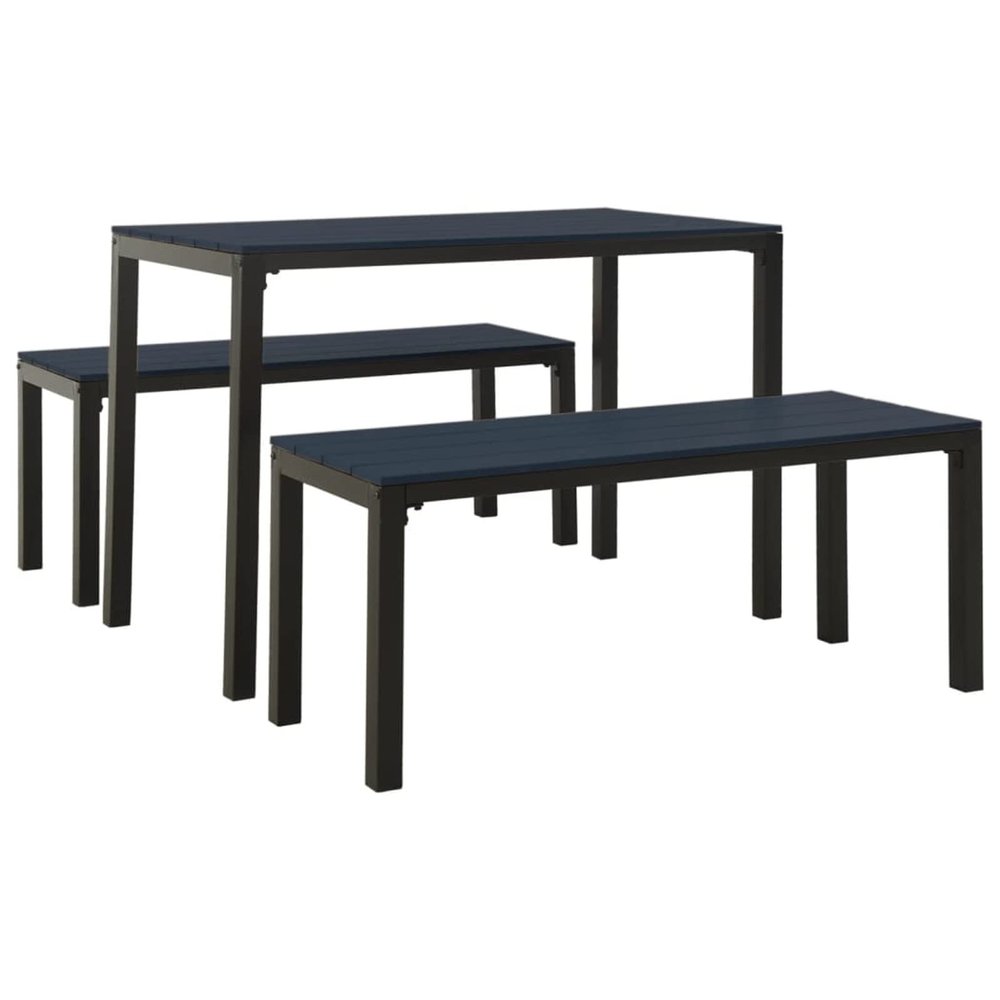 Festnight 3-Piece Garden Dining Set, Steel and WPC, Black