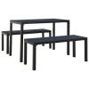 Festnight 3-Piece Garden Dining Set, Steel and WPC, Black view 1