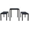 Festnight 3-Piece Garden Dining Set, Steel and WPC, Black view 3