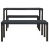 Festnight 3-Piece Garden Dining Set, Steel and WPC, Black view 4