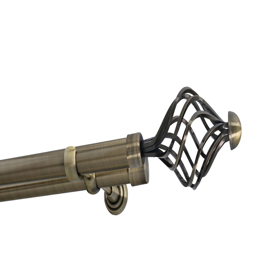 Sento 25/25 mm Double Curtain Rod, Metal, Wall-Mounted, Antique Brass, 320 cm, Gracja