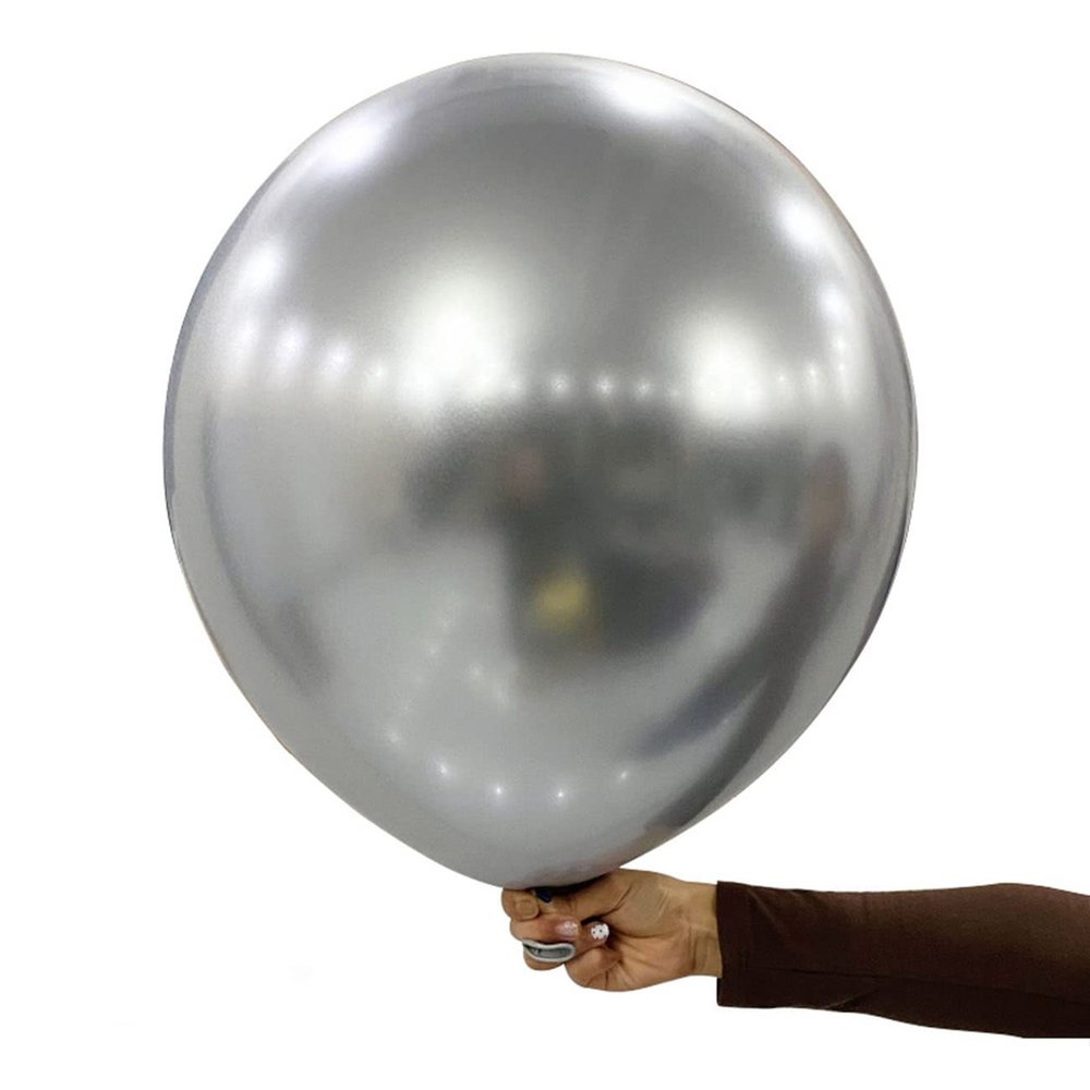 18-Inch Large Silver Metallic Balloons, 15-Pack, Chrome Silver Helium Balloons for Party Decorations