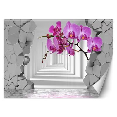 Feeby Nonwoven Photo Wallpaper Geometric Flowers 250 x 175 cm Purple