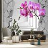 Feeby Nonwoven Photo Wallpaper Geometric Flowers 250 x 175 cm Purple view 3