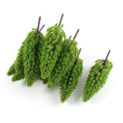 Ruilogod 10-Piece Plastic Tower-Shaped Light Green Model Tree, Scale 1:65–75