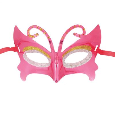 Ruilogod Red Glitter Powder Gold and Silver Two-Tone Plastic Fancy Party Eye Mask