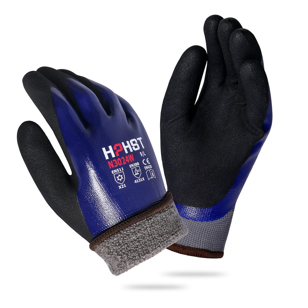 HPHST Waterproof Thermal Winter Work Gloves, Double-Coated Nylon, Medium
