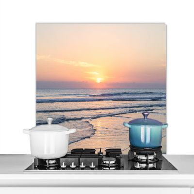 MuchoWow Kitchen Splashback Aluminum Poster, Sea – Pastel Sun, 90 x 60 cm