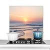 MuchoWow Kitchen Splashback Aluminum Poster, Sea – Pastel Sun, 90 x 60 cm view 1