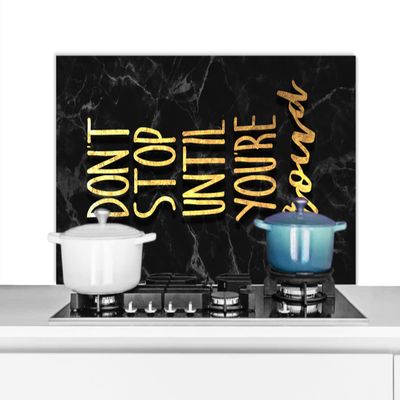 MuchoWow Kitchen Backsplash Splash Guard, Gold and Black Quote, 100 x 50 cm