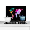 MuchoWow Rainbow World Map Aluminum Kitchen Backsplash, 90 x 45 cm view 1