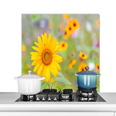 MuchoWow Kitchen Backsplash Aluminum Wall Art 90x60 cm Sunflowers - Yellow