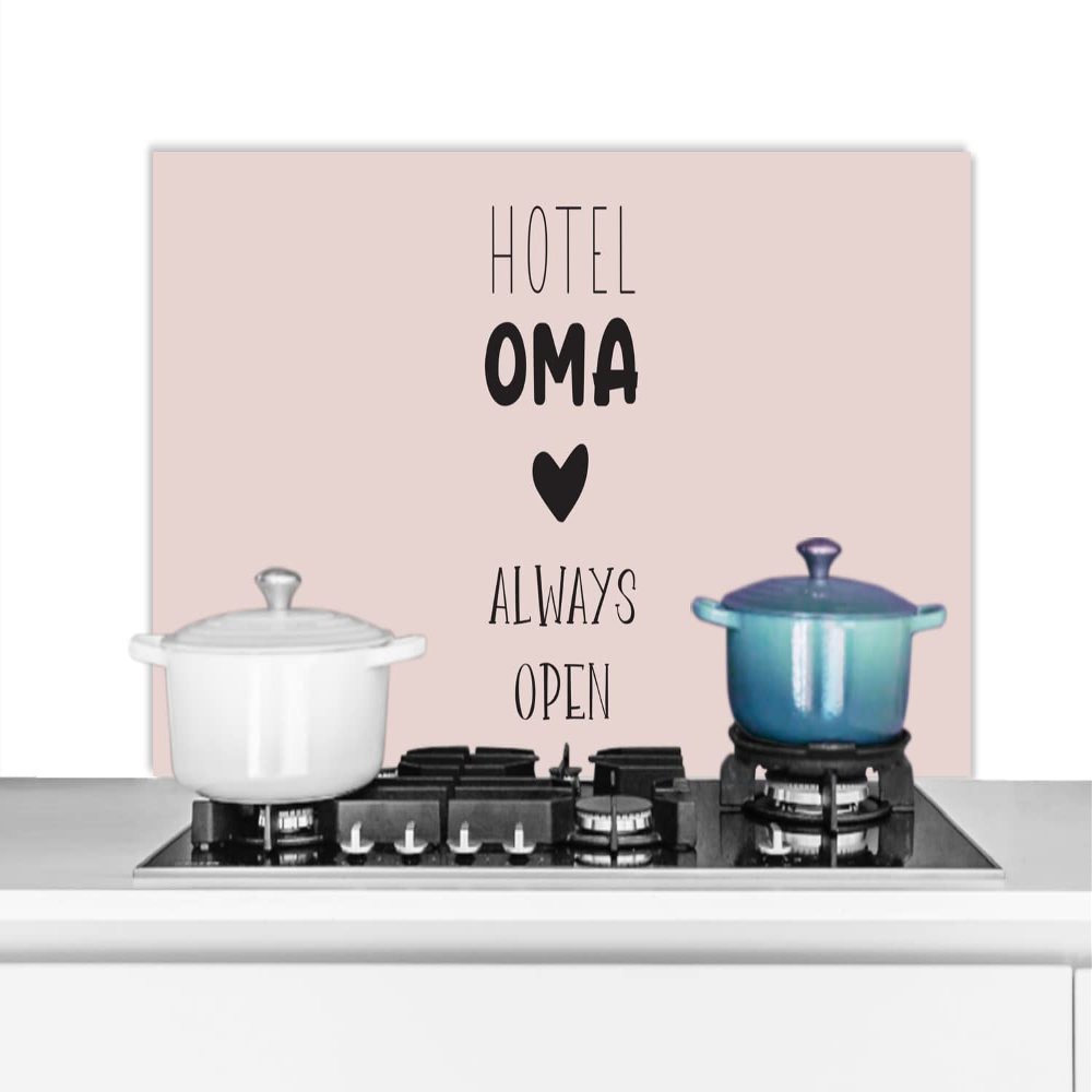 MuchoWow Kitchen Backsplash, Aluminum Poster, 100 x 50 cm – “Grandma’s Hotel, Always Open”
