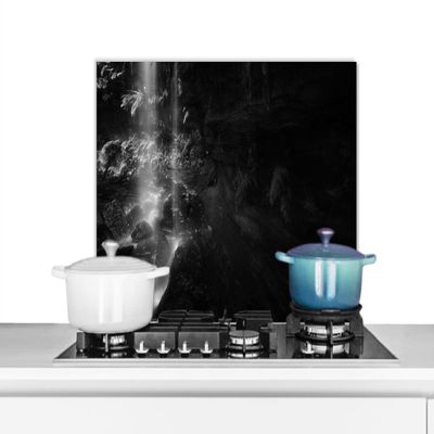 MuchoWow Kitchen Backsplash Aluminum Poster 60x40 cm, Sun Through the Leaves, Black and White, Landscape