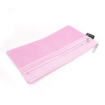 Ruilogod Two-Pocket Canvas Zipper File Bag, Pink