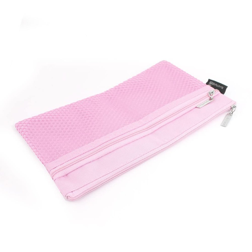 Ruilogod Two-Pocket Canvas Zipper File Bag, Pink