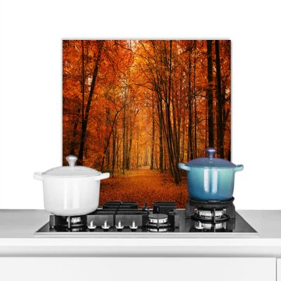 MuchoWow Kitchen Splashback Aluminum Poster, 70 x 50 cm, Autumn Red Forest