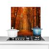 MuchoWow Kitchen Splashback Aluminum Poster, 70 x 50 cm, Autumn Red Forest view 1