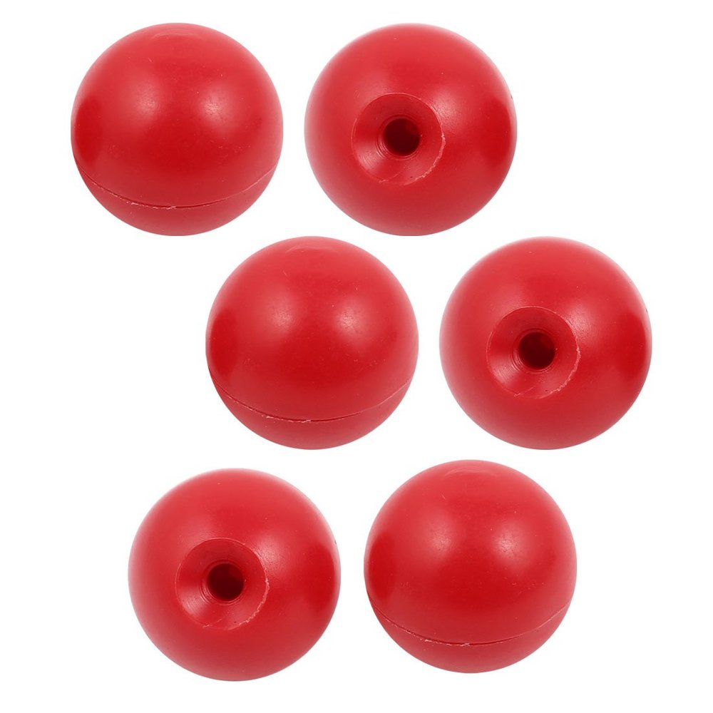 Ruilogod 6-Piece M6 x 30 mm Plastic Ball Machine Tool Accessory Console Handles, Red