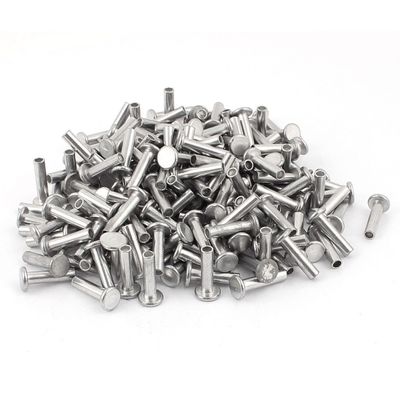 Ruilogod 200-Piece M5 x 20 mm Aluminum Flat-Head Semi-Tubular Rivets, Silver-Tone
