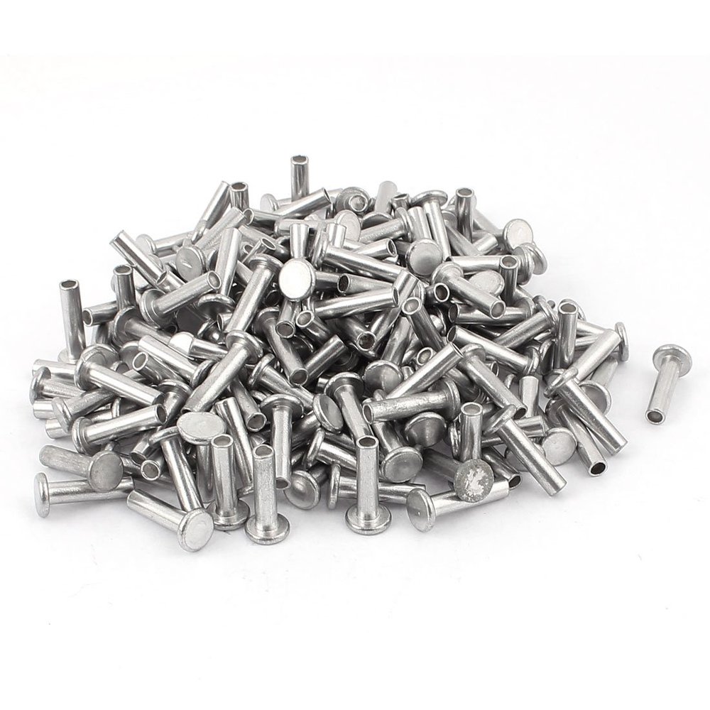 Ruilogod 200-Piece M5 x 20 mm Aluminum Flat-Head Semi-Tubular Rivets, Silver-Tone