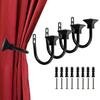 Kowibcl 4-Pack Square Decorative Curtain Holdbacks, Wall-Mounted, Black view 1