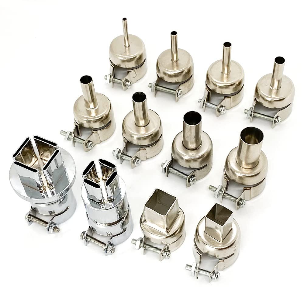 12-Piece Steel Nozzle Set for 850 Hot Air Rework Stations, 22 mm