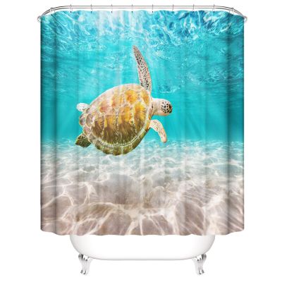 OCEUMACO 3D Underwater World Shower Curtain, 72 x 72 in, Turquoise Ocean