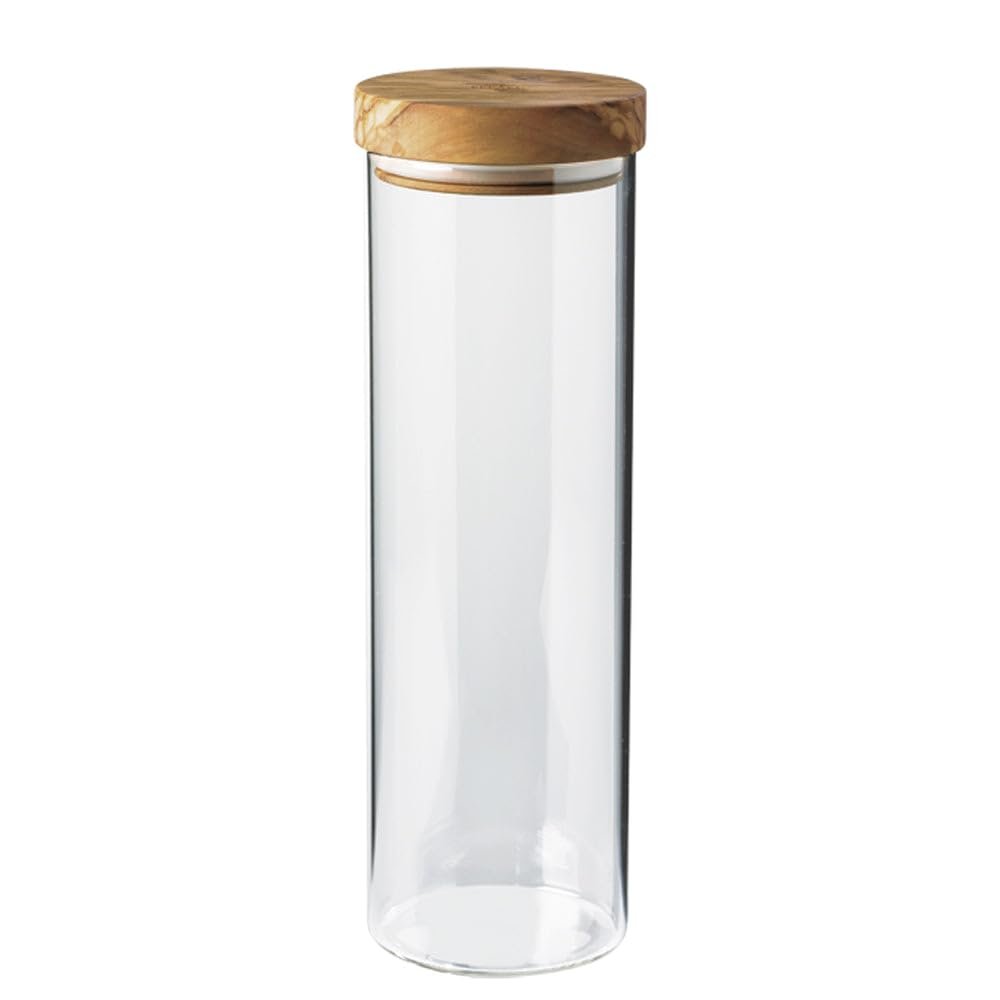 Brard 1,500 ml Storage Jar with Olive Wood Lid, Borosilicate Glass
