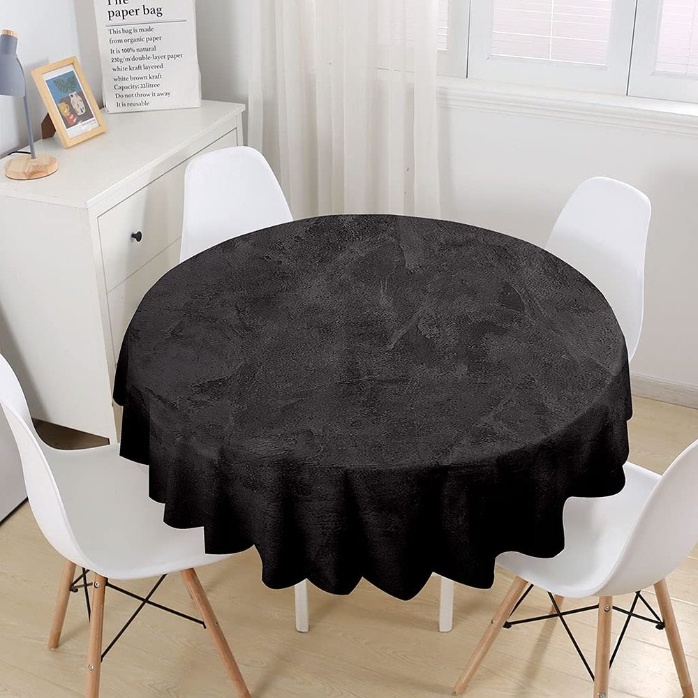 Highdi Round 3D Waterproof Polyester Tablecloth, Dark Gray, 120 cm