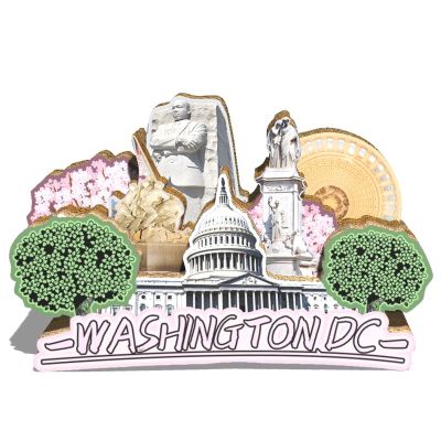 Wooden Refrigerator Magnet, USA Washington, D.C. 3D Landmark Design