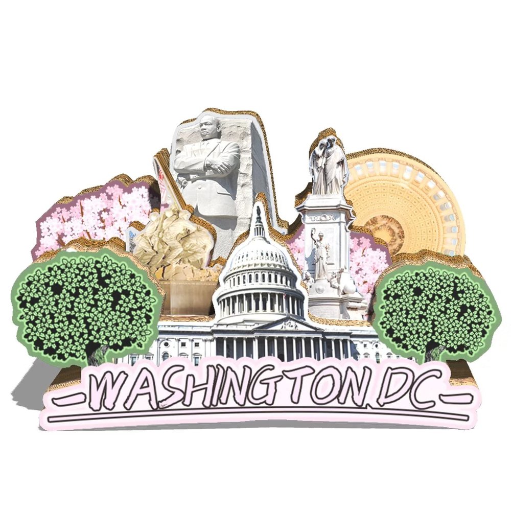 Wooden Refrigerator Magnet, USA Washington, D.C. 3D Landmark Design