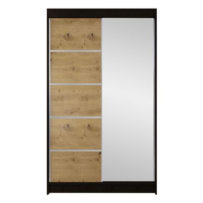 Mirjan24 Metropolis III Sliding-Door Wardrobe, Black/Artisan, Without Lighting