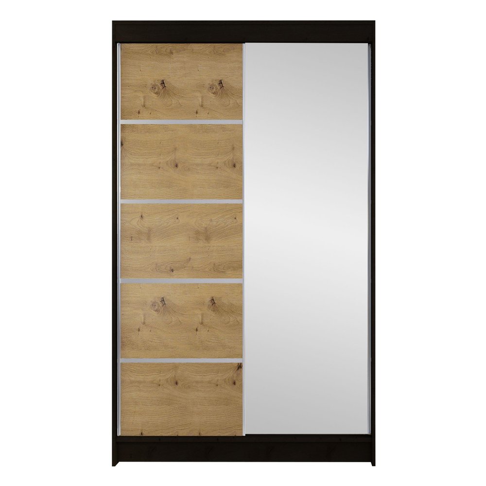 Mirjan24 Metropolis III Sliding-Door Wardrobe, Black/Artisan, Without Lighting