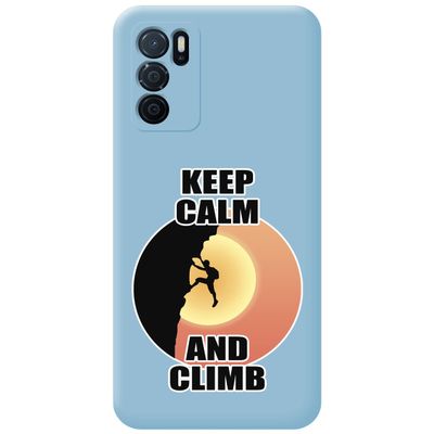 Blue Liquid Silicone Case for Oppo A54s, Men's Climbing Design