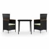 Bopdu 3-Piece Garden Dining Set, PE Rattan, Acacia Wood, Steel and Glass view 1