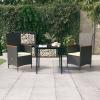 Bopdu 3-Piece Garden Dining Set, PE Rattan, Acacia Wood, Steel and Glass view 2