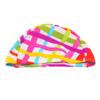 Ruilogod Colorful Slanted Block Stripe Print Dome-Shaped Elastic Swim Cap for Adults view 1