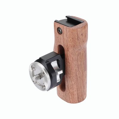 SZRIG Adjustable Wooden DSLR Camera Handle with M6 Rosette Mount and Hot Shoe, Right- or Left-Handed, Brown
