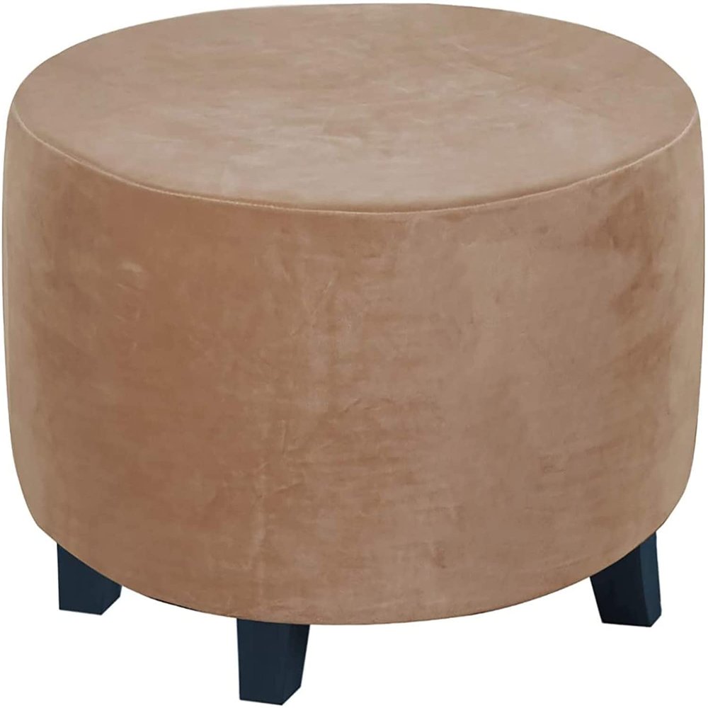 Konsilsa Velvet Cover for Round Footstool, Stretch Ottoman Slipcover (Color B, Size S)