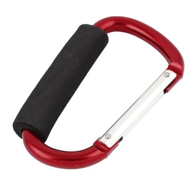 Ruilogod Foam-Grip Aluminum Alloy Shopping Buggy Carabiner Hook Clip, Red