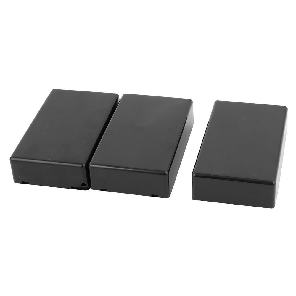 Ruilogod 3-Pack Terminal Box Housing, DIY, Black, Fireproof ABS, 100 x 60 x 25 mm